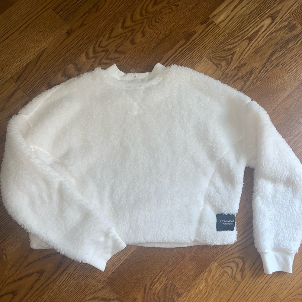 Calvin Klein White Fuzzy Pullover